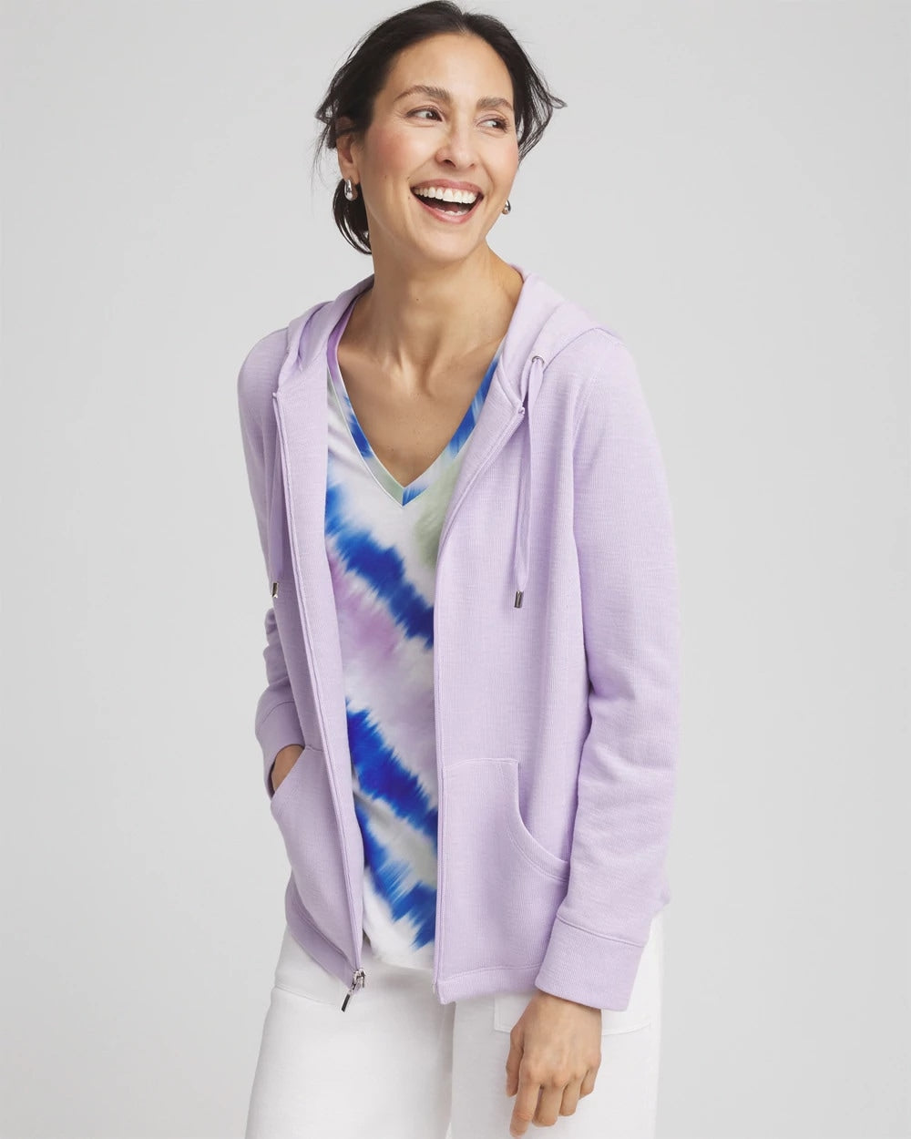 Chico's Women | Zenergy® Beach Slub Zip-Front Hoodie VIOLET AURA