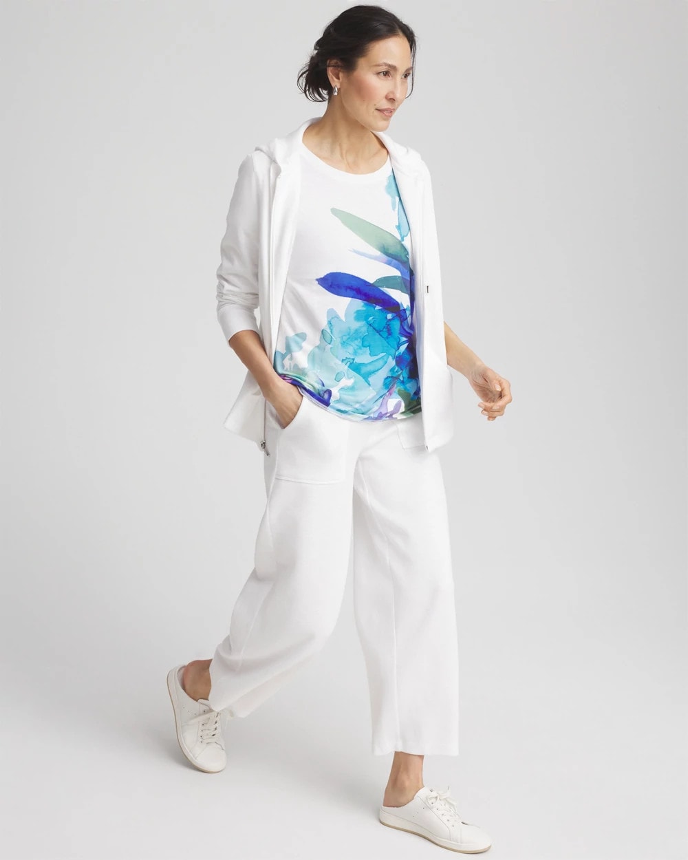 Chico's Women | Zenergy® Floral Scoop Neck Tee RICH COBALT