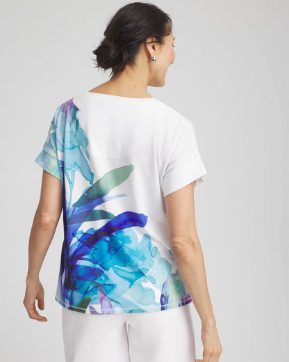 Chico's Women | Zenergy® Floral Scoop Neck Tee RICH COBALT