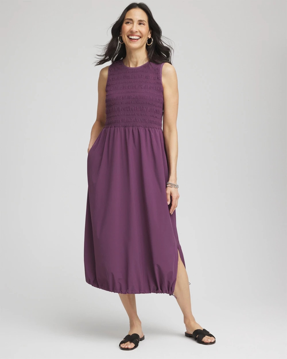 Chico's Women | Zenergy® UPF Smocked Midi Dress WASHED GRAPE
