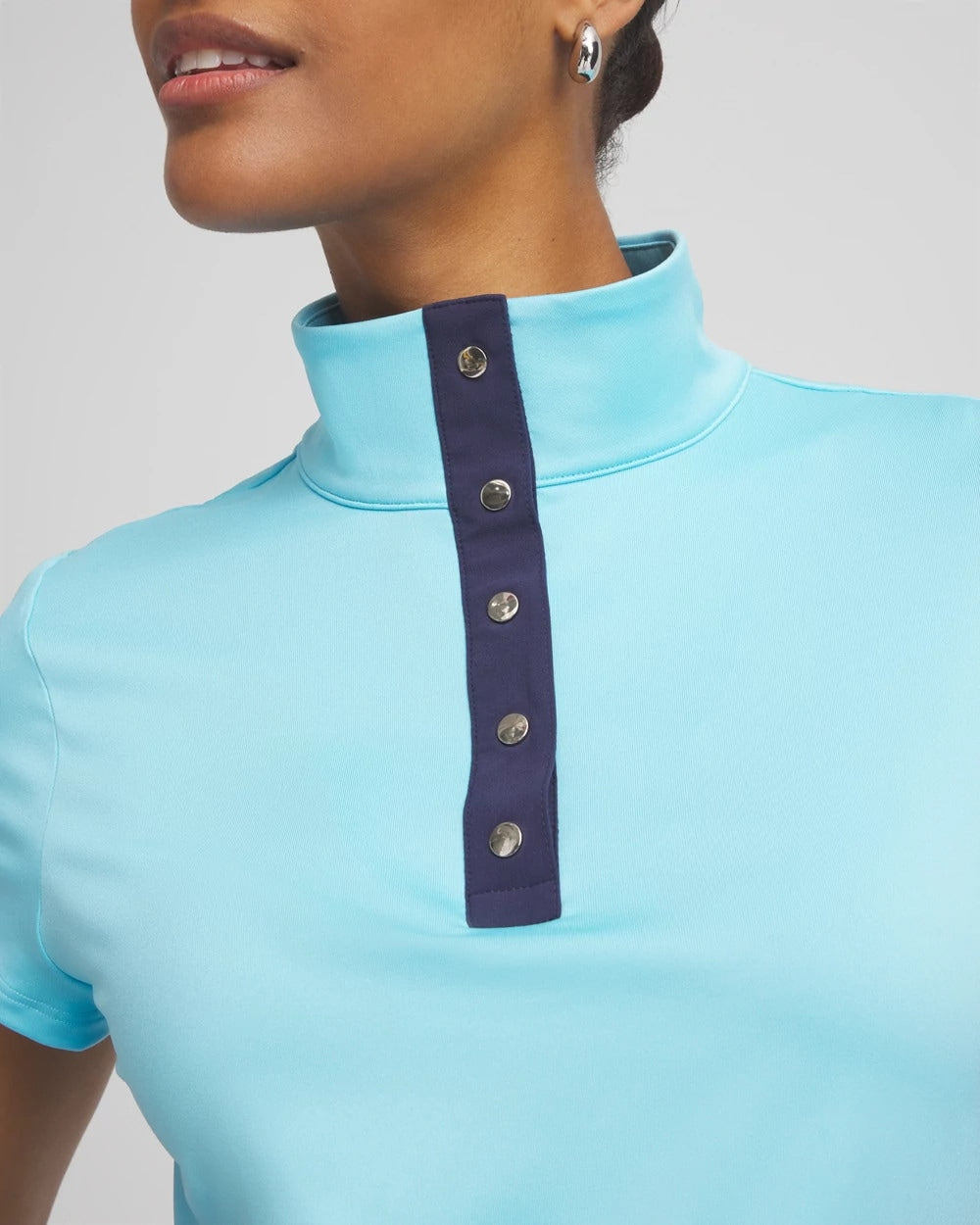 Chico's Women | Zenergy® UPF Mockneck Short-Sleeve Top PARADISO BLUE