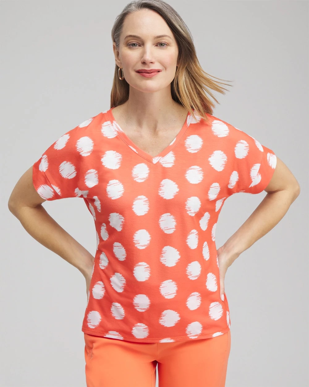 Chico's Women | Zenergy® Dots Drop Shoulder Tee NECTARINE
