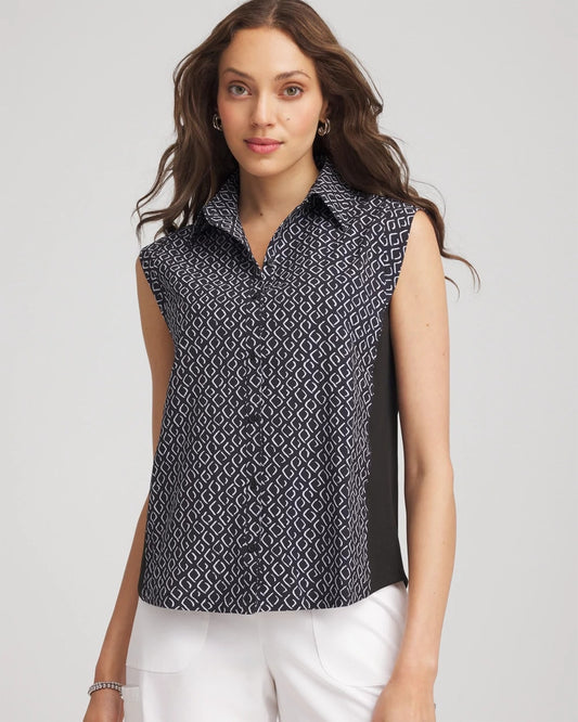 Chico's Women | Zenergy® UPF Geo-Print Shirt BLACK