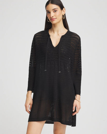 Chico's Women | Chico's Tie-Front Beach Swimsuit Cover-Up BLACK