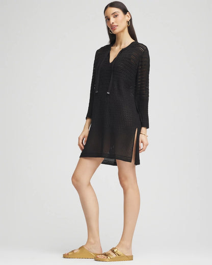 Chico's Women | Chico's Tie-Front Beach Swimsuit Cover-Up BLACK
