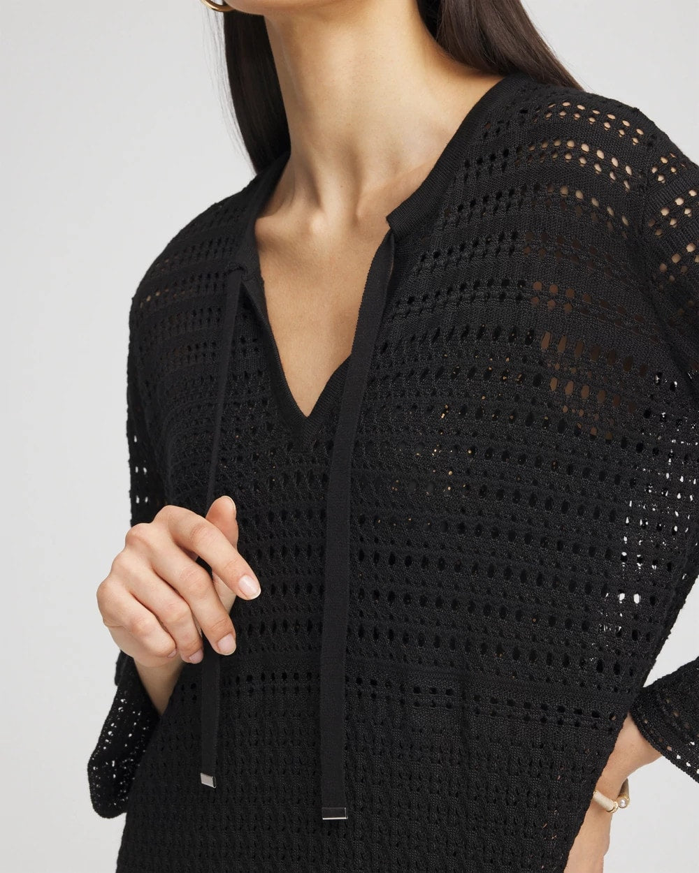 Chico's Women | Chico's Tie-Front Beach Swimsuit Cover-Up BLACK
