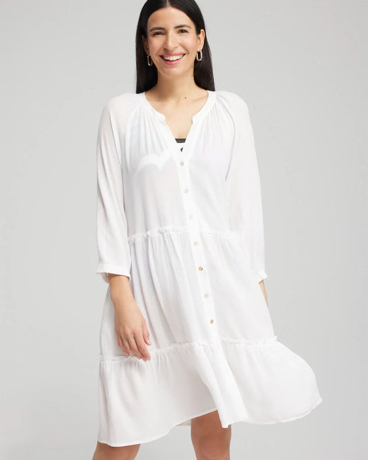 Chico's Women | Button Front Swim Coverup ALABASTER