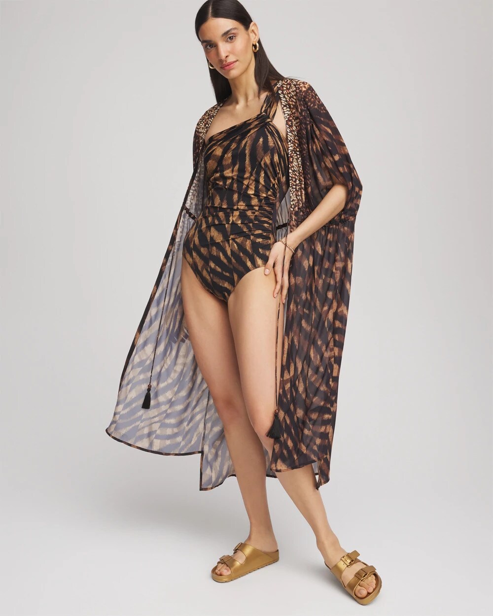 Chico's Women | Miraclesuit® Raya De Safari Europa One-Piece Swimsuit BLACK/BROWN
