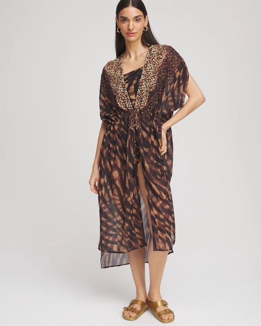Chico's Women | Miraclesuit® Raya De Safari Kimono Cover-Up BLACK/BROWN