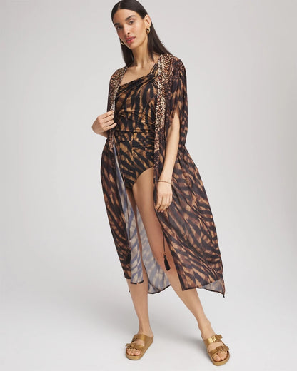 Chico's Women | Miraclesuit® Raya De Safari Kimono Cover-Up BLACK/BROWN