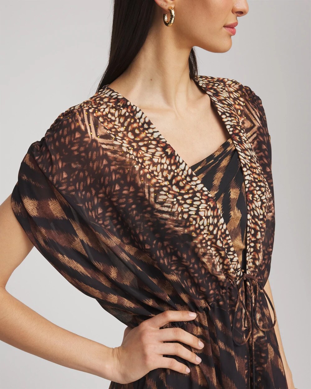 Chico's Women | Miraclesuit® Raya De Safari Kimono Cover-Up BLACK/BROWN