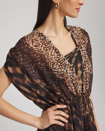 Chico's Women | Miraclesuit® Raya De Safari Kimono Cover-Up BLACK/BROWN