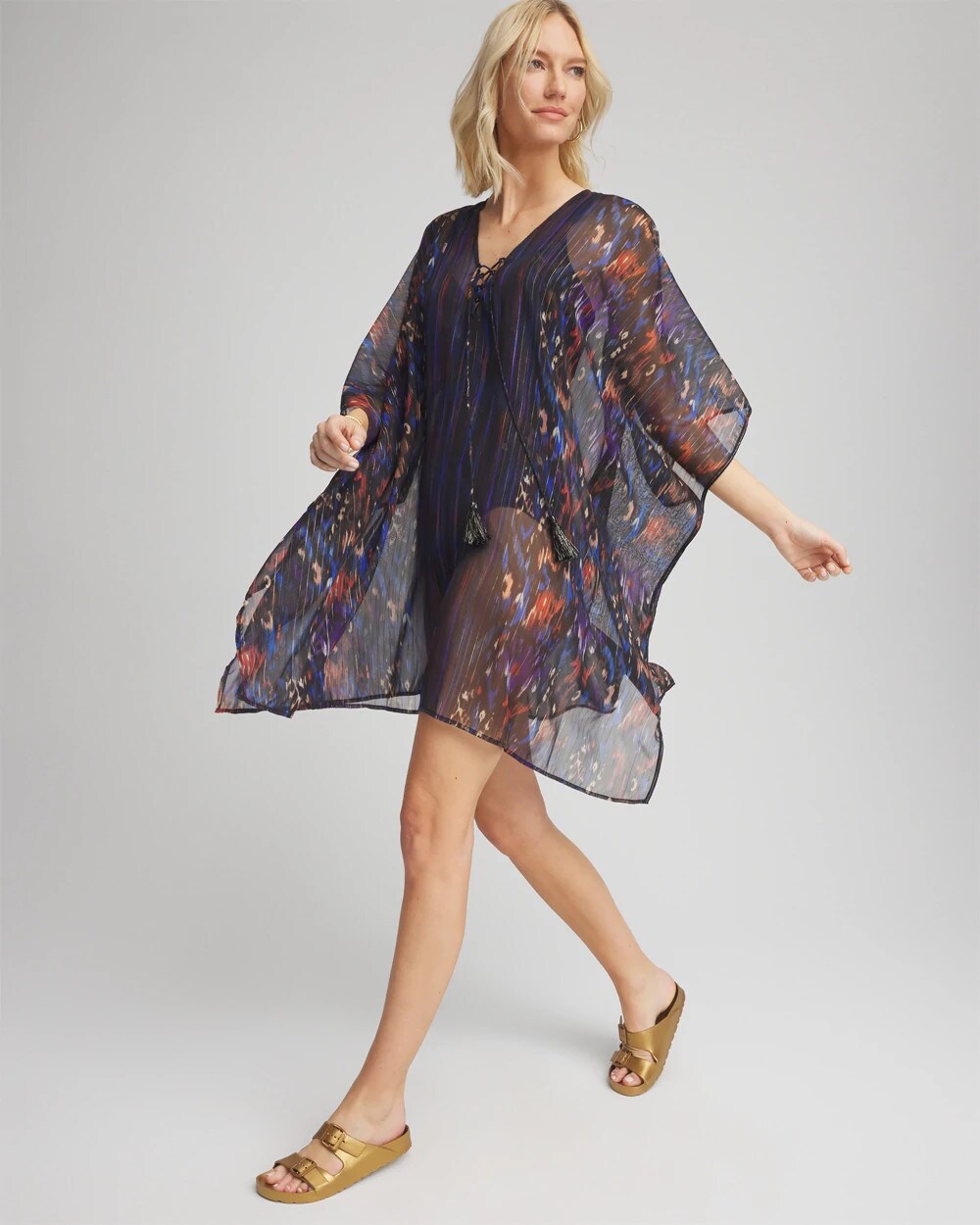 Chico's Women | Miraclesuit® Tapiz Caftan Cover-Up BLACK/MULTI