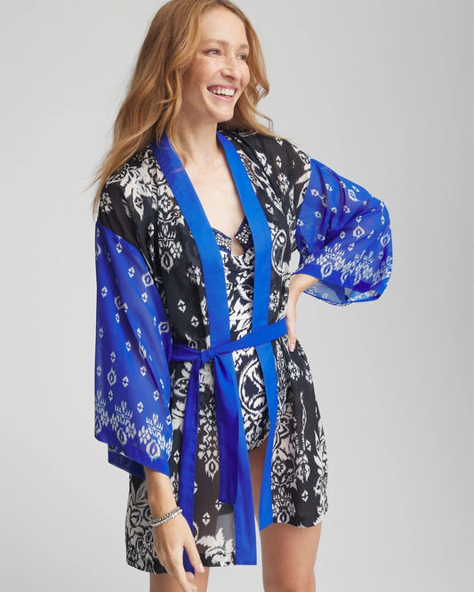 Chico's Women | Miraclesuit® Talavera Kimono MIDNIGHT AND WHITE