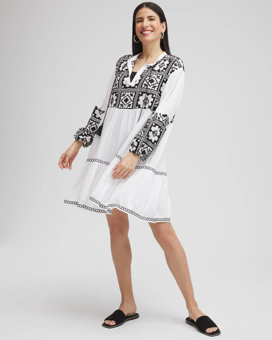 Chico's Women | Eyelet Swim Dress Coverup ALABASTER