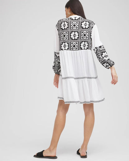 Chico's Women | Eyelet Swim Dress Coverup ALABASTER