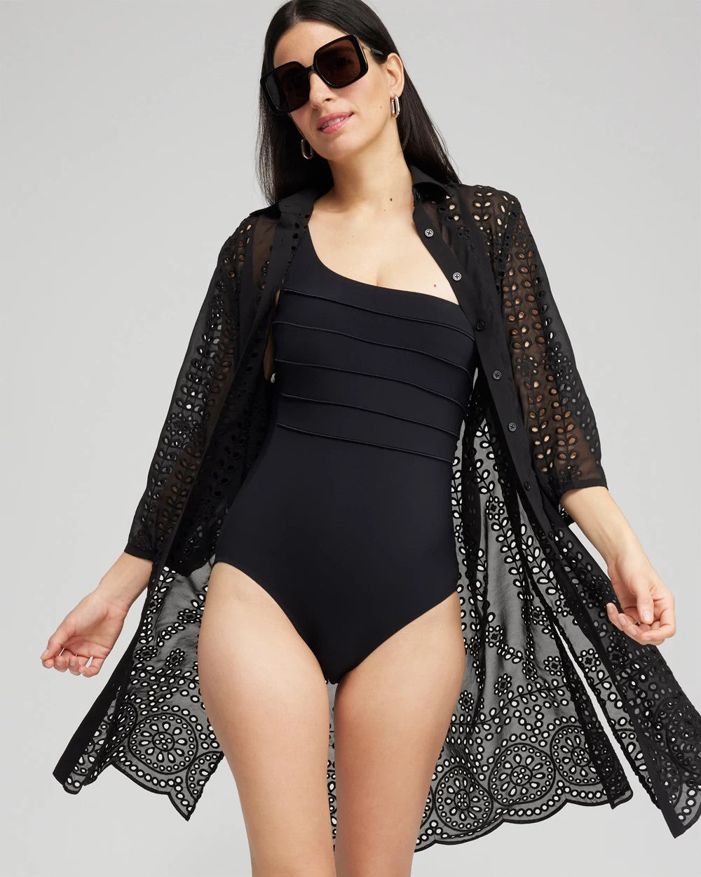 Chico's Women | Shirt Dress Swim Coverup BLACK