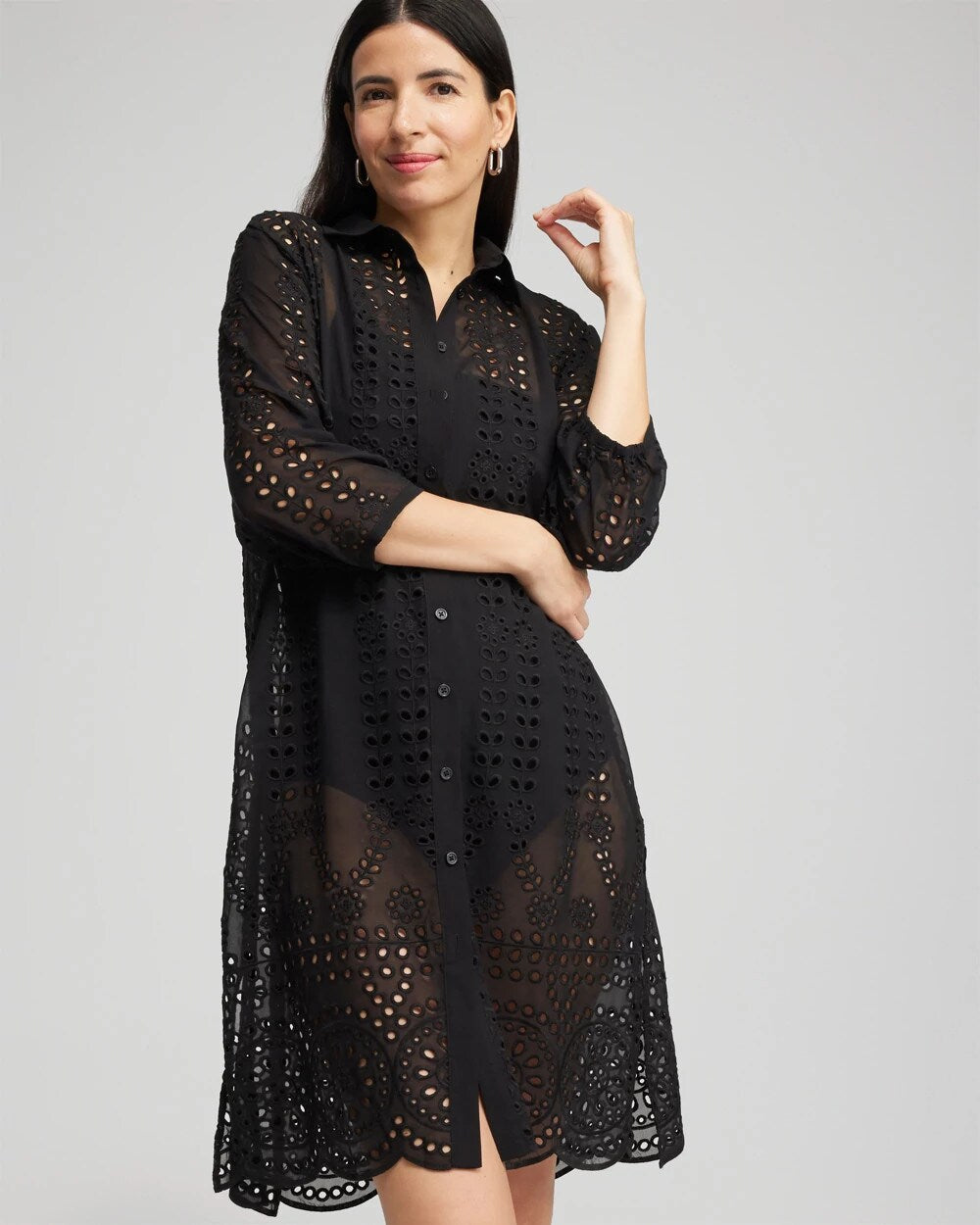 Chico's Women | Shirt Dress Swim Coverup BLACK