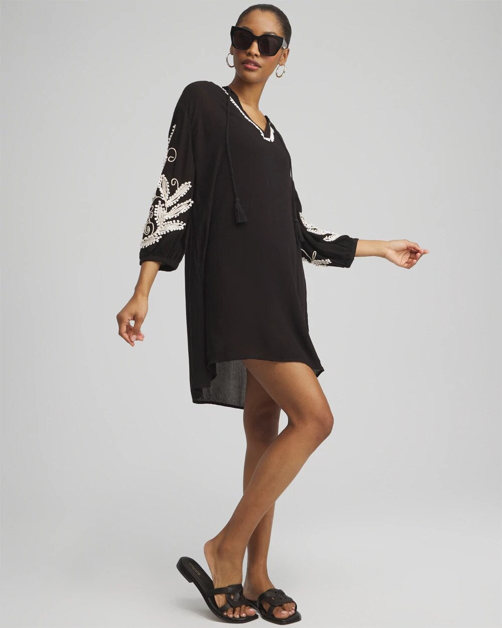 Chico's Women | Embroidered Coverup Dress BLACK