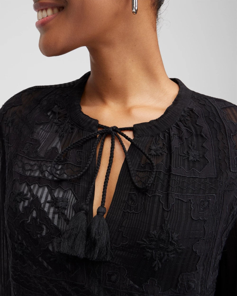 Chico's Women | Embroidered Swim Dress Coverup BLACK