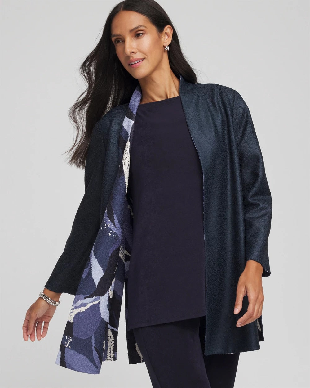 Chico's Women | Travelers™ Wave Reversible Crushed Jacket TRAVELERS INDIA INK