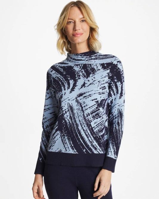 Chico's Women | Zenergy® Luxe Sketch Funnelneck Top CRYSTAL TOPAZ