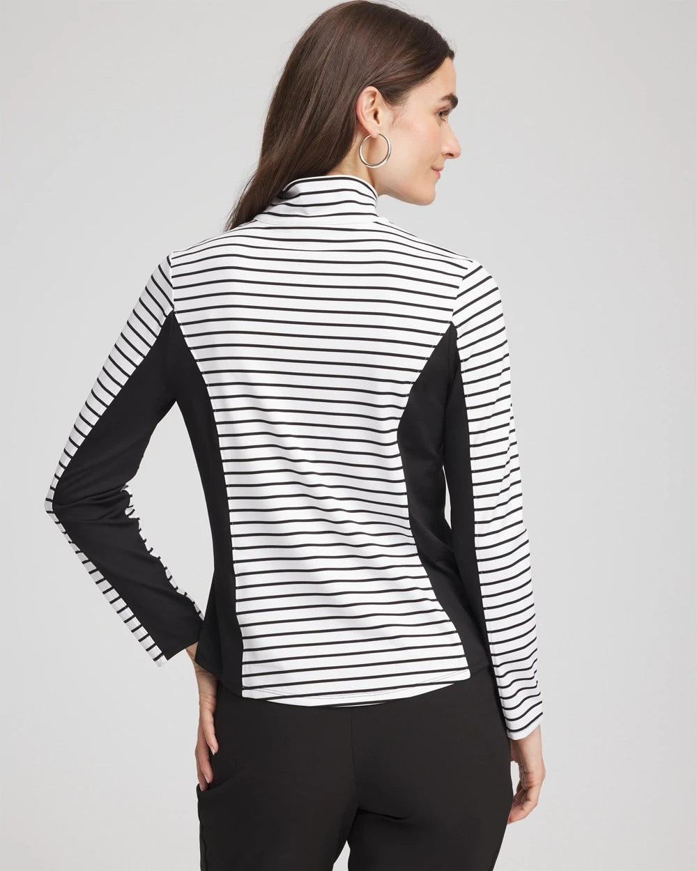 Chico's Women | Zenergy® UPF Striped Block Half Zip BLACK