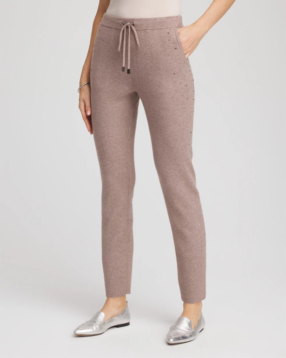 Chico's Women | Zenergy® Luxe Rhinestone Ankle Pants TAUPE HEATHER