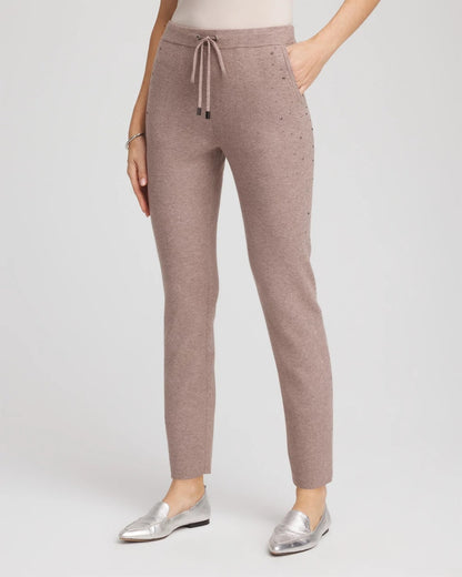 Chico's Women | Zenergy® Luxe Rhinestone Ankle Pants TAUPE HEATHER
