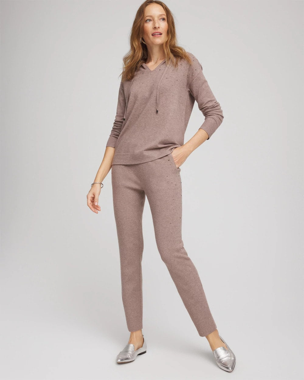 Chico's Women | Zenergy® Luxe Rhinestone Ankle Pants TAUPE HEATHER