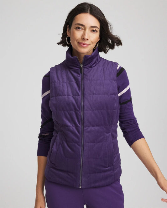 Chico's Women | Zenergy® Reversible Velvet Puffer Vest PURPLE ELIXIR