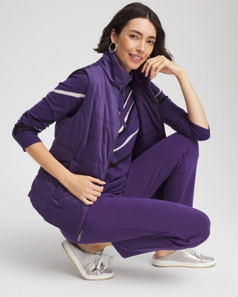 Chico's Women | Zenergy® Reversible Velvet Puffer Vest PURPLE ELIXIR