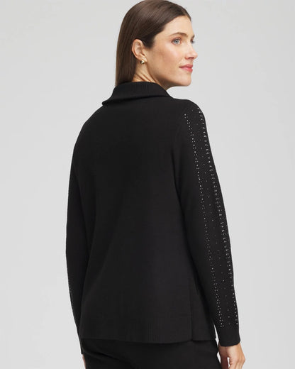 Chico's Women | Zenergy® Luxe Diamante Zip Cardigan BLACK