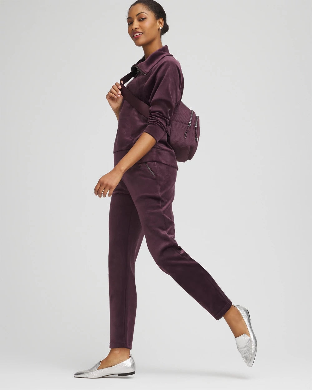 Chico's Women | Zenergy® Velour Tapered Ankle Pants NIGHT BLOOM