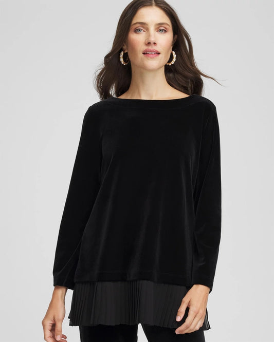 Chico's Women | Travelers™ Chiffon Hem Velvet Tunic TRAVELERS BLACK