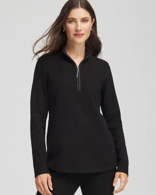 Chico's Women | Zenergy® Luxe Half-Zip Pullover Top BLACK