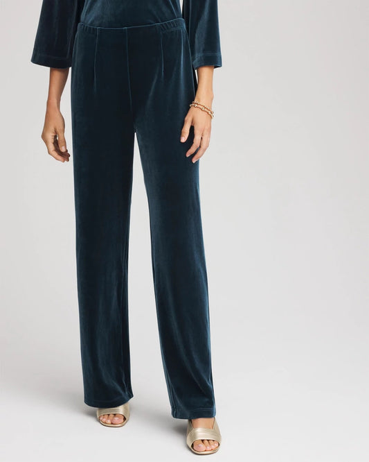 Chico's Women | Travelers™ Velvet No Tummy Pants TEAL SHADOW