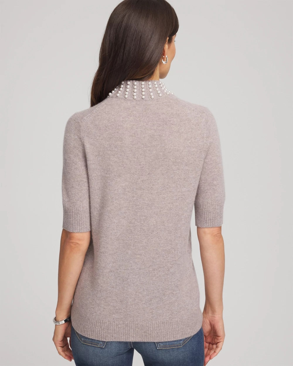 Chico's Women | Cashmere Pearl Mockneck Sweater TAUPE HEATHER