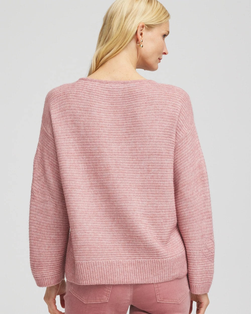 Chico's Women | Tonal Embroidered Boatneck Pullover Sweater DUSTY ROSE