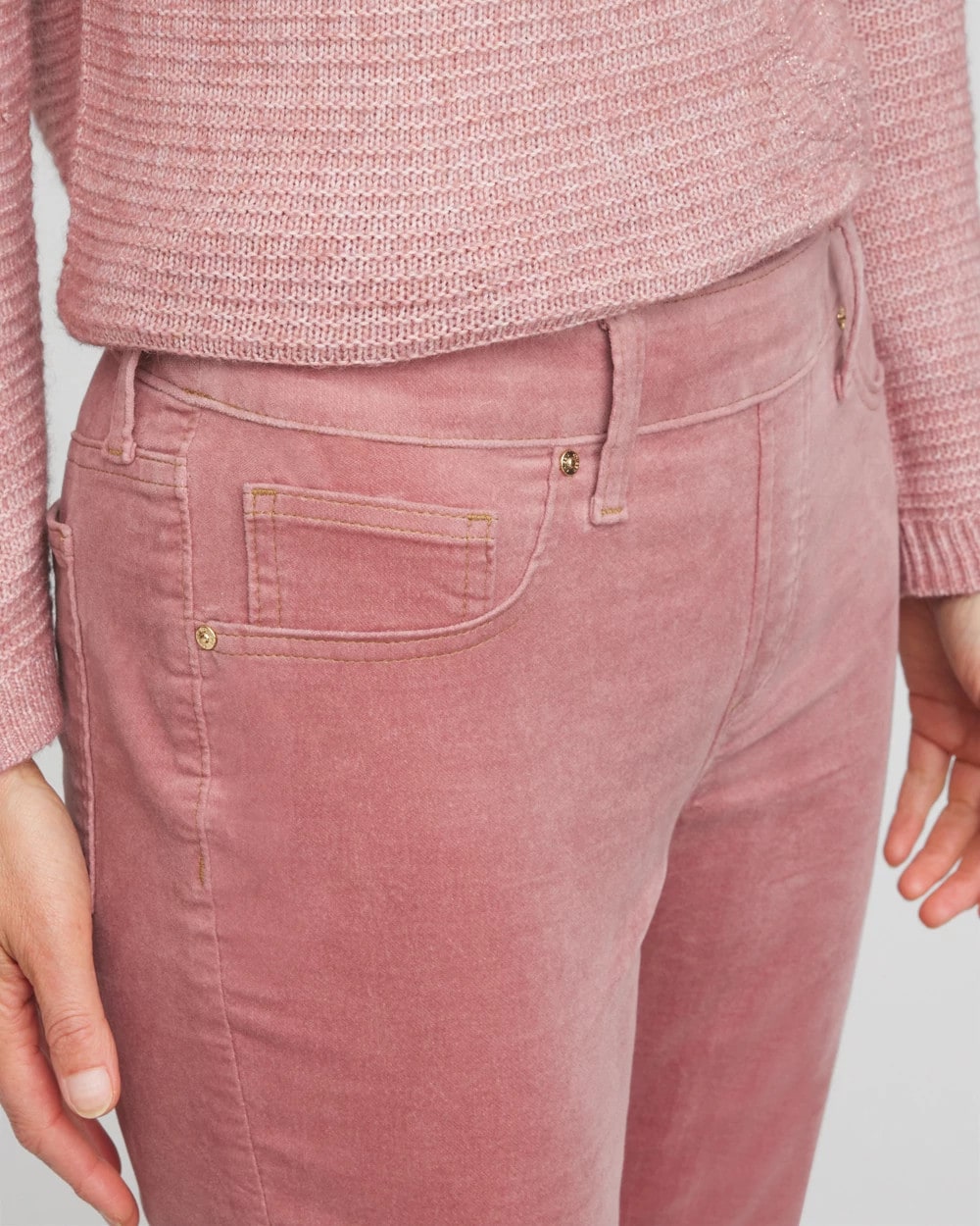 Chico's Women | Velveteen Pull-On Flared Jeans DUSTY ROSE