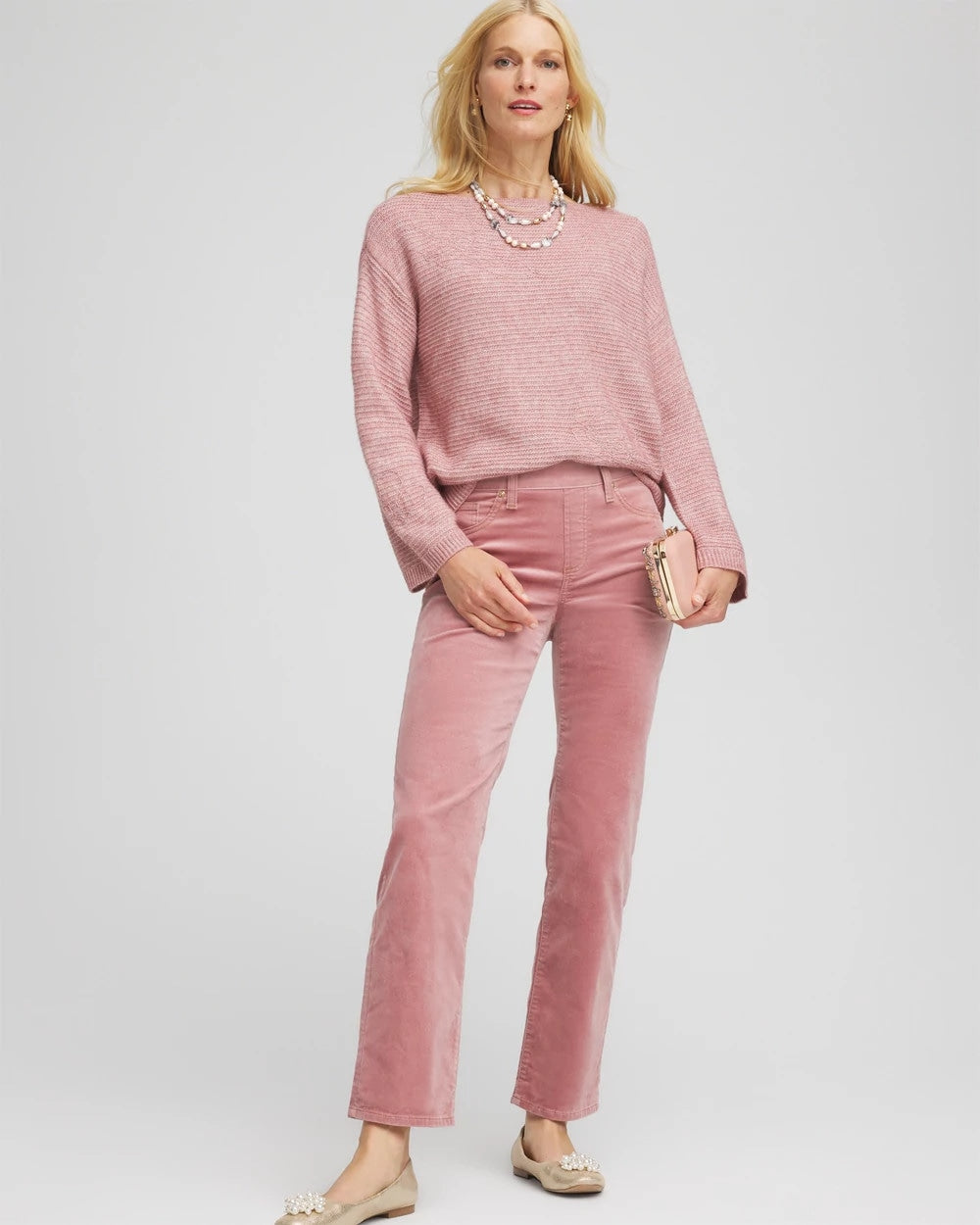 Chico's Women | Velveteen Pull-On Flared Jeans DUSTY ROSE