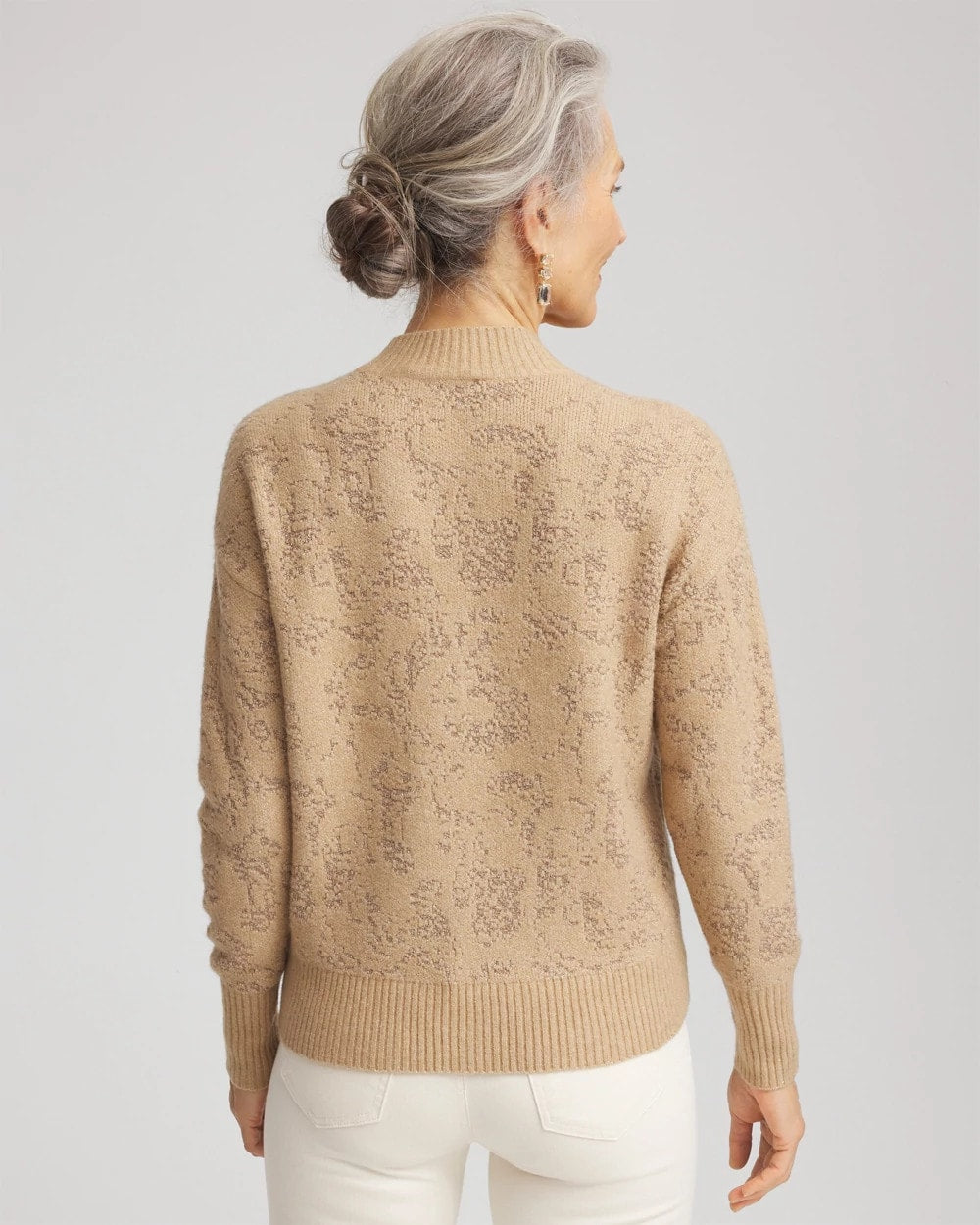Chico's Women | Jacquard Mockneck Pullover CHAMPAGNE FIZZ