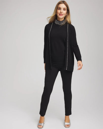 Chico's Women | Cashmere Pearl-Trim Cardigan BLACK