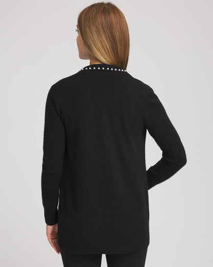 Chico's Women | Cashmere Pearl-Trim Cardigan BLACK