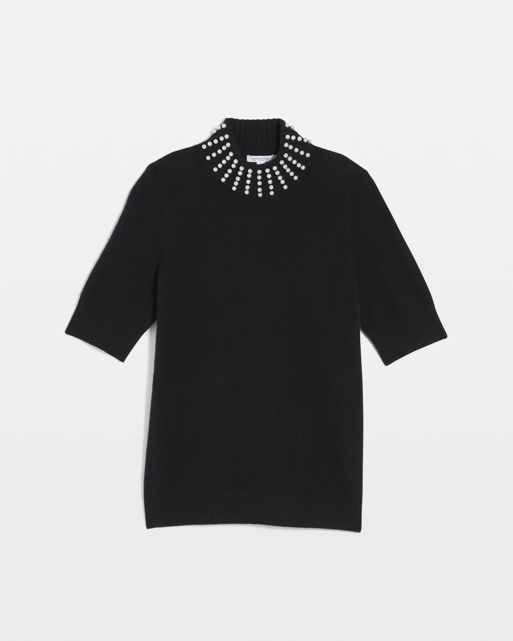 Chico's Women | Cashmere Pearl Mockneck Sweater BLACK