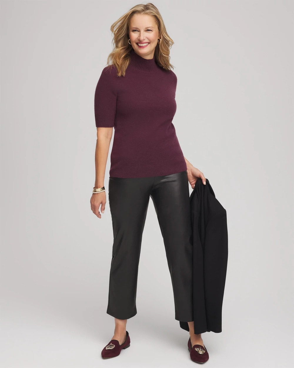 Chico's Women | Cashmere Elbow-Sleeve Sweater WINE