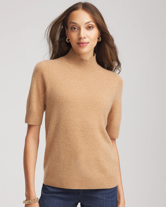 Chico's Women | Cashmere Elbow-Sleeve Sweater CAMEL
