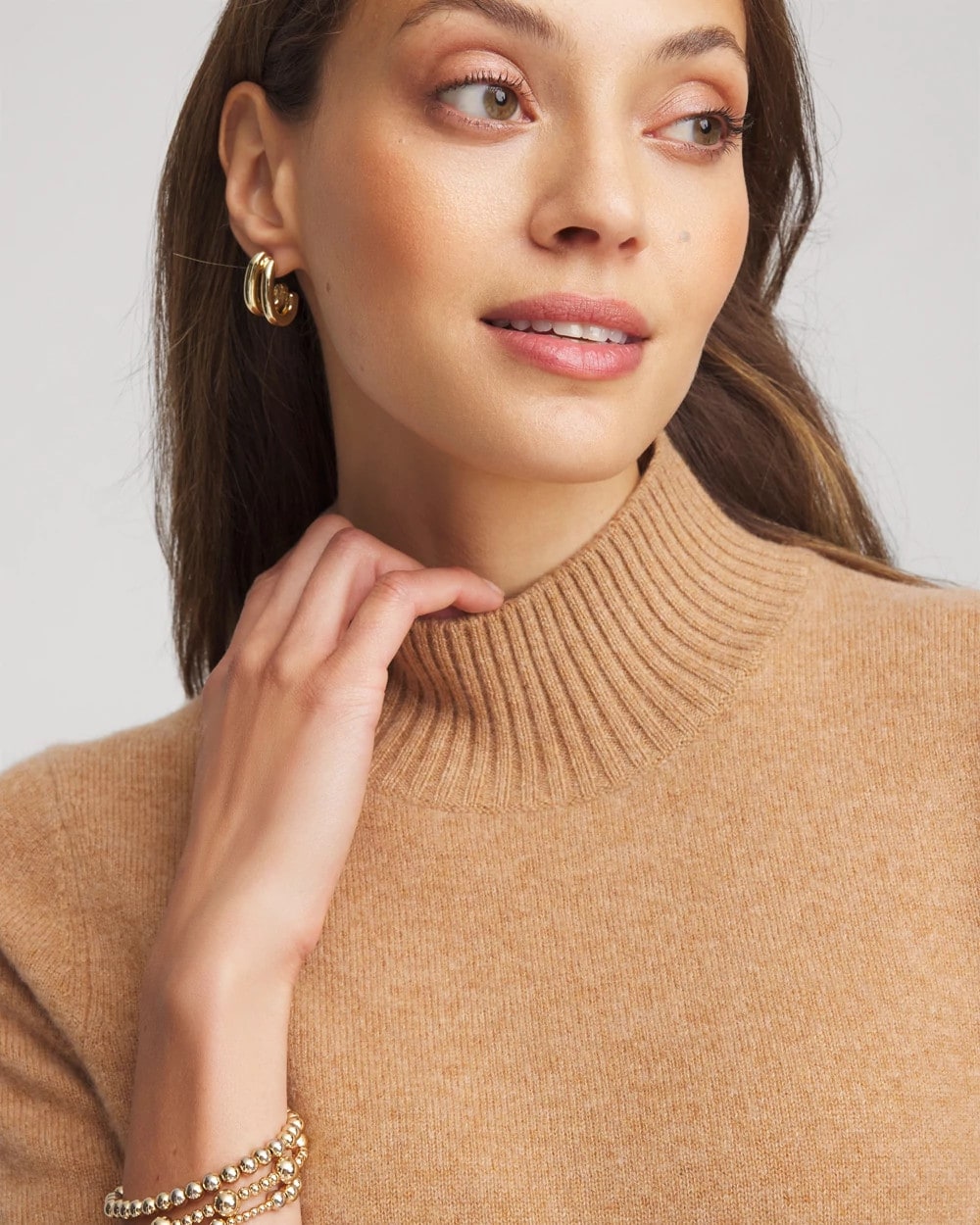 Chico's Women | Cashmere Elbow-Sleeve Sweater CAMEL