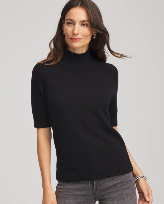 Chico's Women | Cashmere Elbow-Sleeve Sweater BLACK