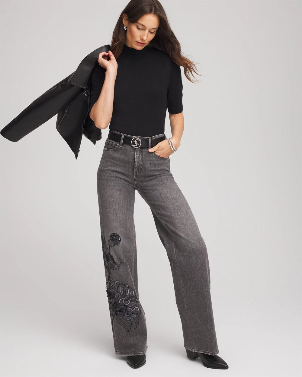 Chico's Women | Cashmere Elbow-Sleeve Sweater BLACK